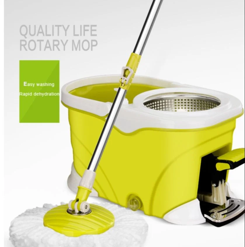 Foot Treading Household Cleaning Four-Drive Spin Rotating Mop With Foot Pedal Stainless Steel Basket Labor Saving Large Capacity