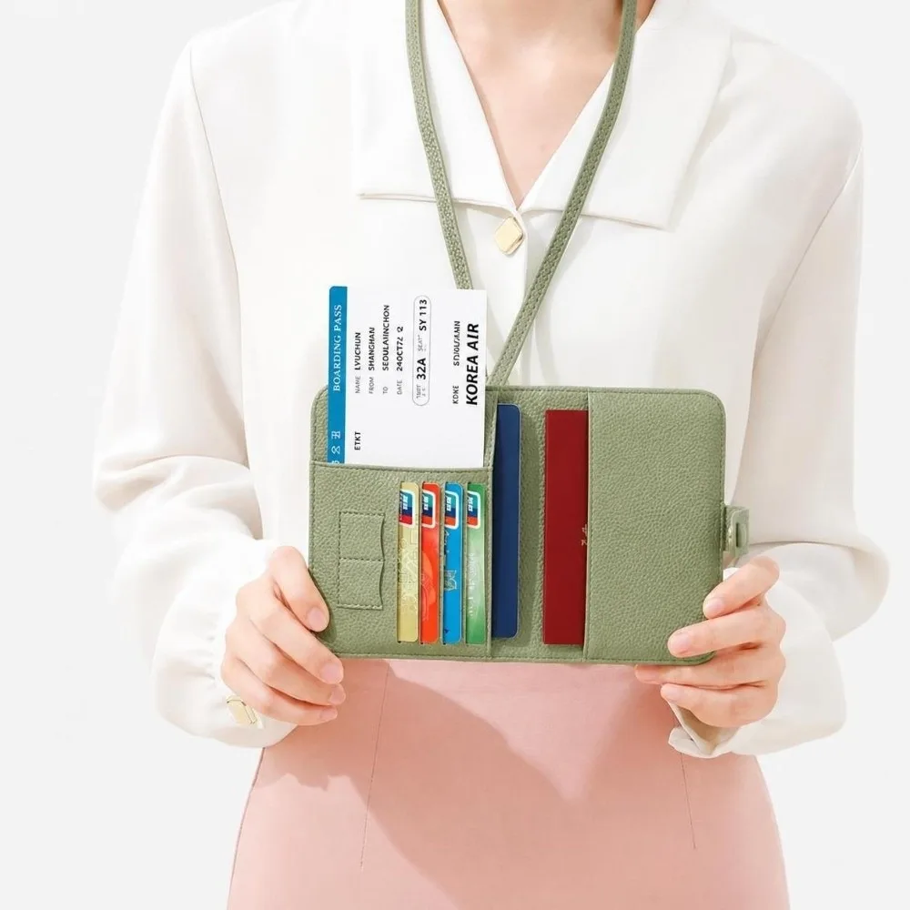 RFID Blocking Passport Cover Case PU Leather Card Holder Travel Passport Holder Hanging Neck Passport Protection Book view 3