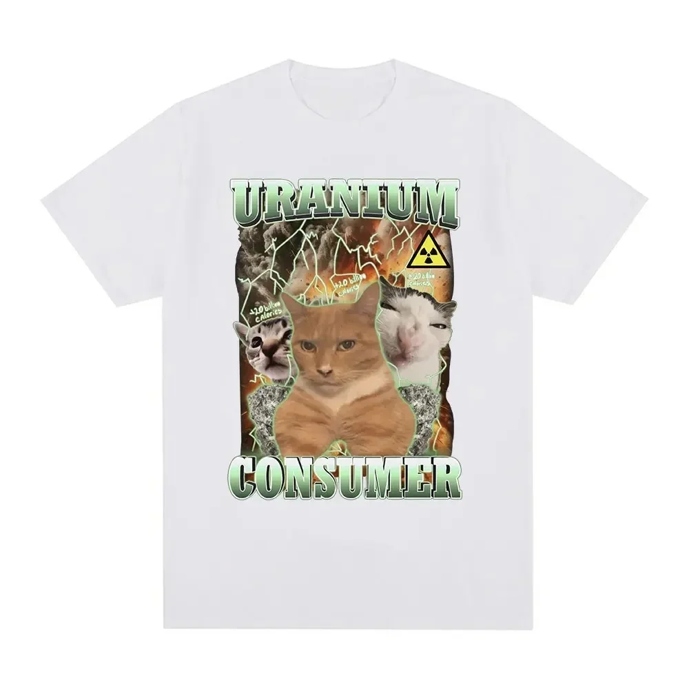T-shirts humoristiques pour femmes avec motif chat et thème Uranium Consumer, style vintage, décontractés d'été à manches courtes, Y2k