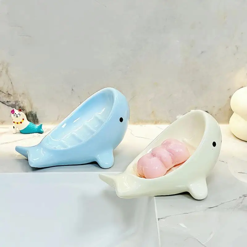 Porte-savon créatif en forme de baleine pour la maison, la salle de bain et les toilettes, offrant une solution de drainage et de rangement pour le savon de qualité supérieure