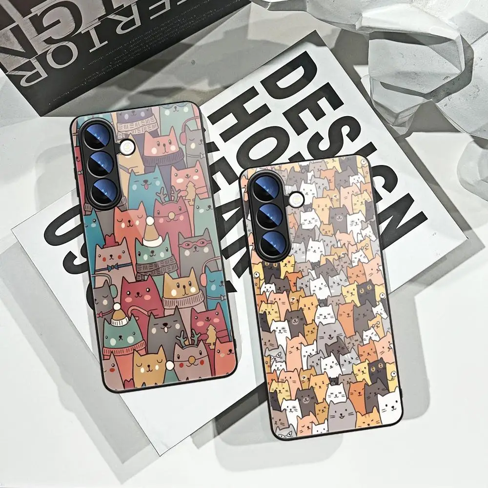 HD Cartoon Cute Cats Background Phone Case For Case For Samsung Galaxy S26 Edge S25 S24 S23 S22 Ultra 21 S20 FE Plus Funda Shell