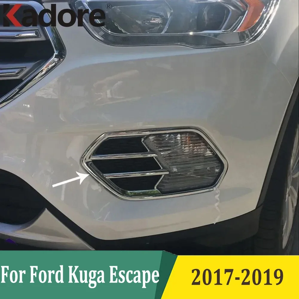

Для Ford Kuga Escape 2017 2018 2019, хромированная крышка передней противотуманной фары, противотуманные фары, рамка, накладка, аксессуары для стайлинга автомобиля