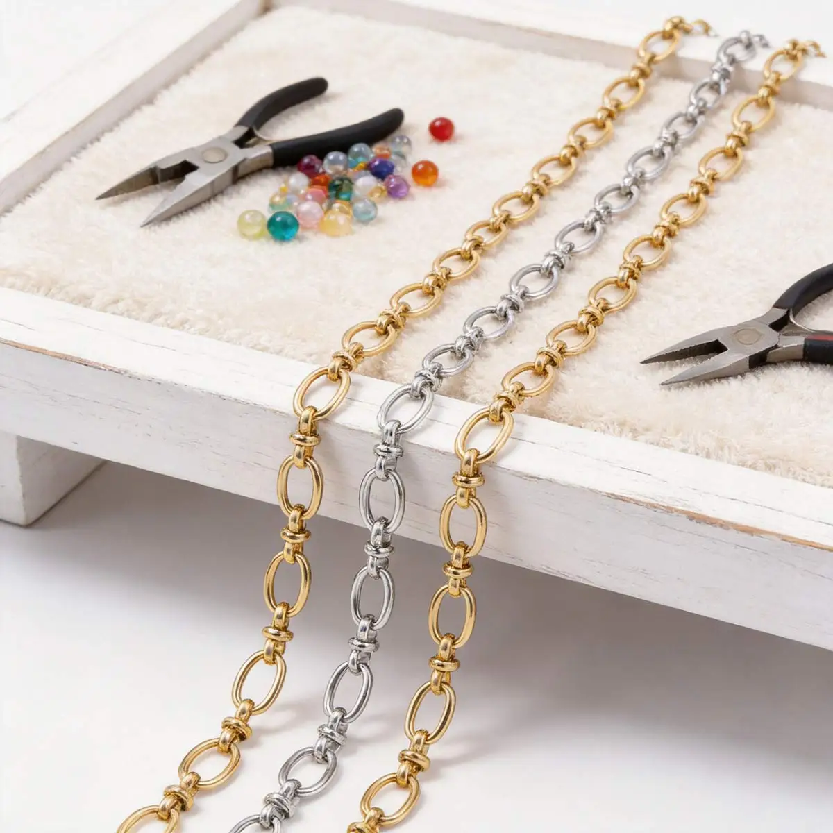 2m-new-stainless-steel-link-chain-10mm-wide-knot-shape-8-diy-bracelet-necklace-jewelry-decoration-handicrafts-garment-supplies