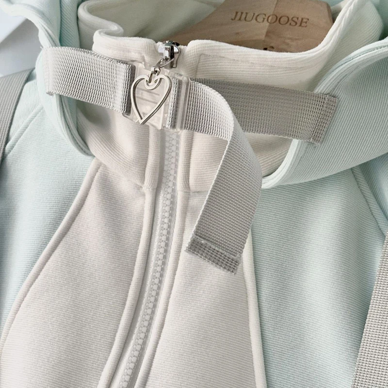 Damska bluza z kapturem Anime Lolita, patchworkowa, subkulturowa, słodka streetwearowa, z długim rękawem, luźna, codzienna, z kocimi uszkami, odzież wierzchnia.