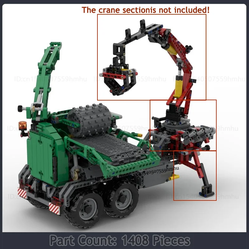 Bloques de construcción MOC, serie de vehículos de construcción de ciudad, Chipper de madera móvil, remolque, tecnología de Motor, ladrillos, juguetes de montaje DIY, regalos