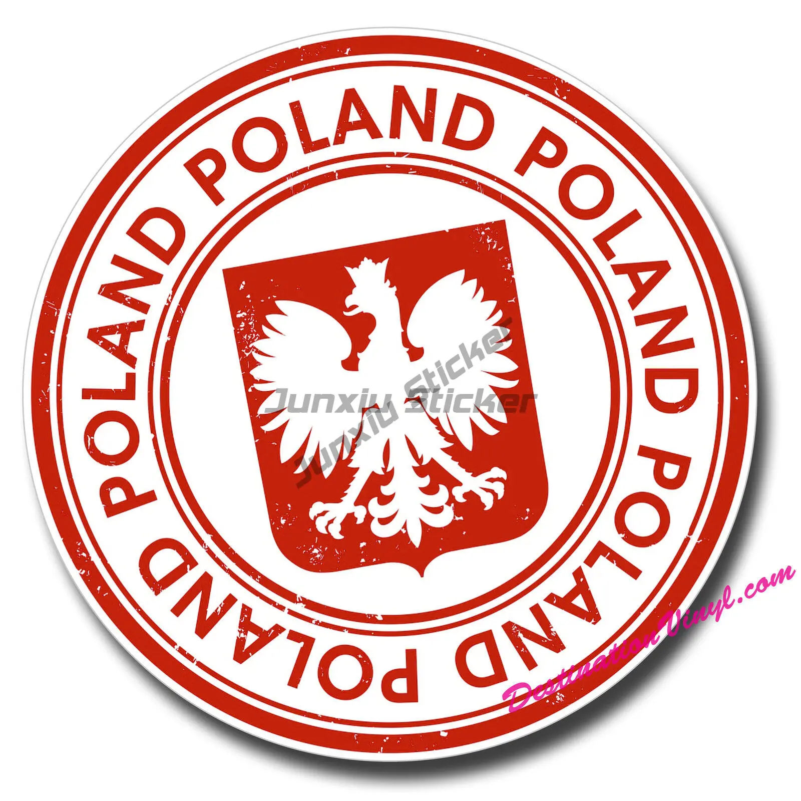 Classic Design Glossy Vinyl Stickers - Poland Polska Flag Car Laptop Bike Sticker Waterproof Decor Reflective Sunscreen