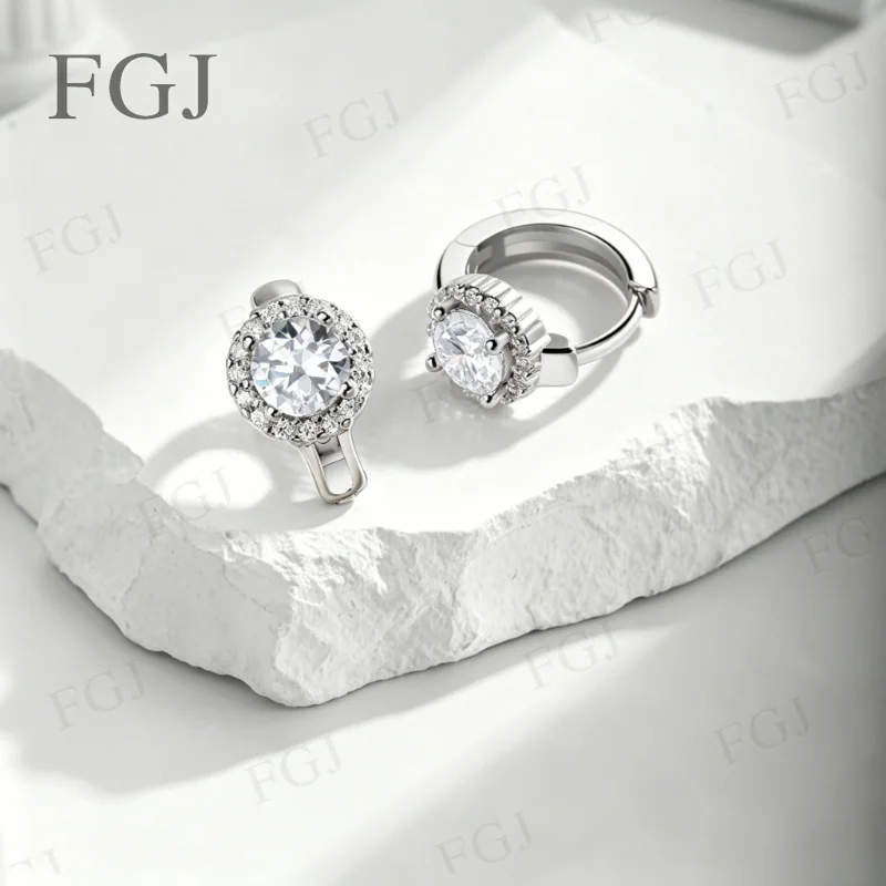 Klassische Echt-Diamant-Creolen mit echtem D-Farben-Moissanit für Damen, Hochzeit, Verlobung, Party, S925 Sterlingsilber, edler Schmuck, Geschenk – Detail 9