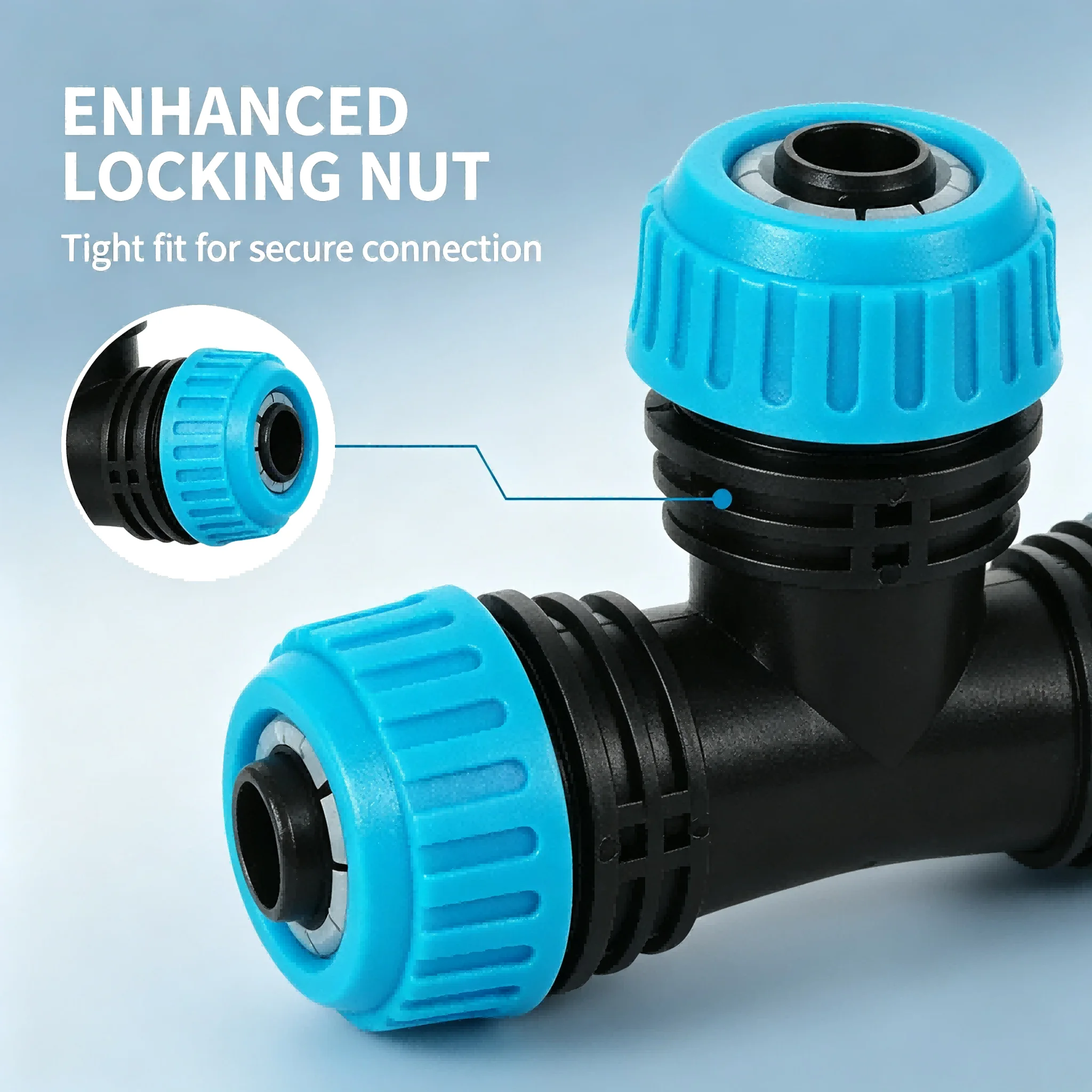 ABS Plastic Quarter Tee Connector for Garden Irrigation Water Hose Splitter Outdoor Use 9.6 x 6.5 cm Dimensions