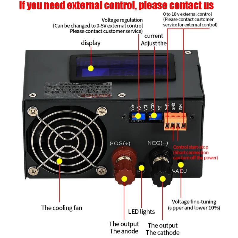 2000W Adjustable Switching Power Supply 0-12V 15V 24V 36V 48V 60V 72V 110V 220V 300V 400V Input 110/220VAC AC/DC High Power SMPS