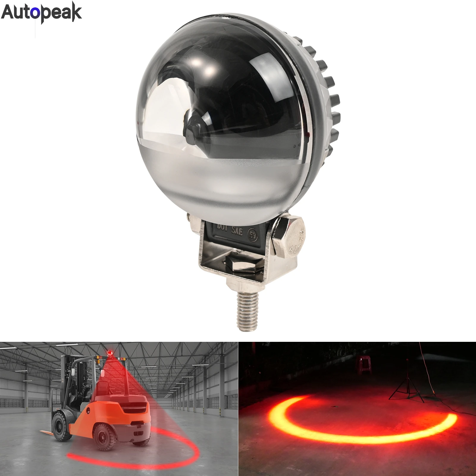 

Universal Arc LED Waterproof Forklift Warning Light 30W Boundary Lamp Safety Reversing Red Pedestrian Warehouse Adjustable Truck