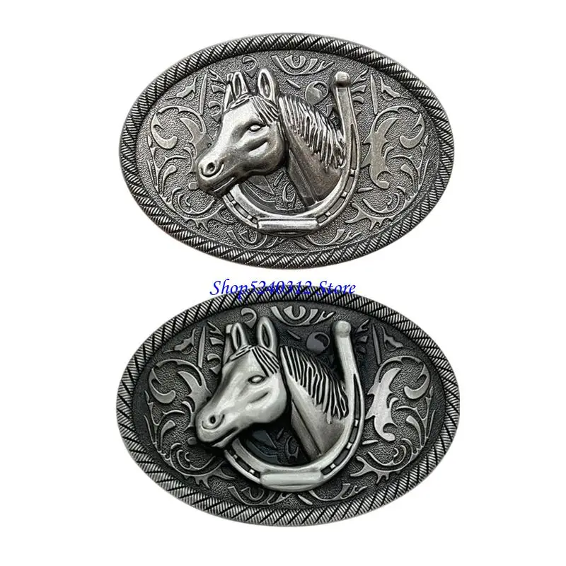 634C Practical Belt Buckle Horse Head Design in High Strength Metal Offering Wear Resistance and Easy Installation for Men and