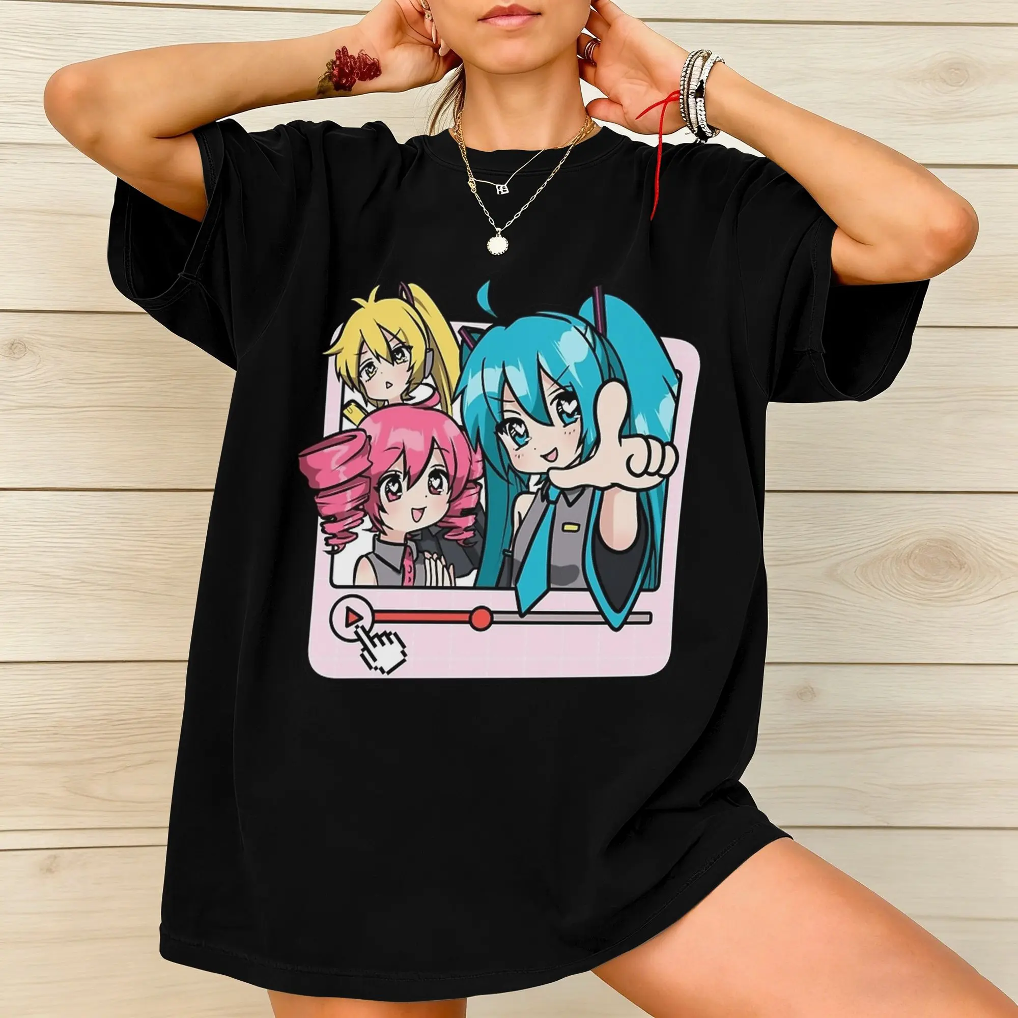 Triple Baka Kasane Teto Akita Neru VOCALOID Washed T Shirts Streetwear T-Shirt hatsune miku Tees Tops for Women Harajuku