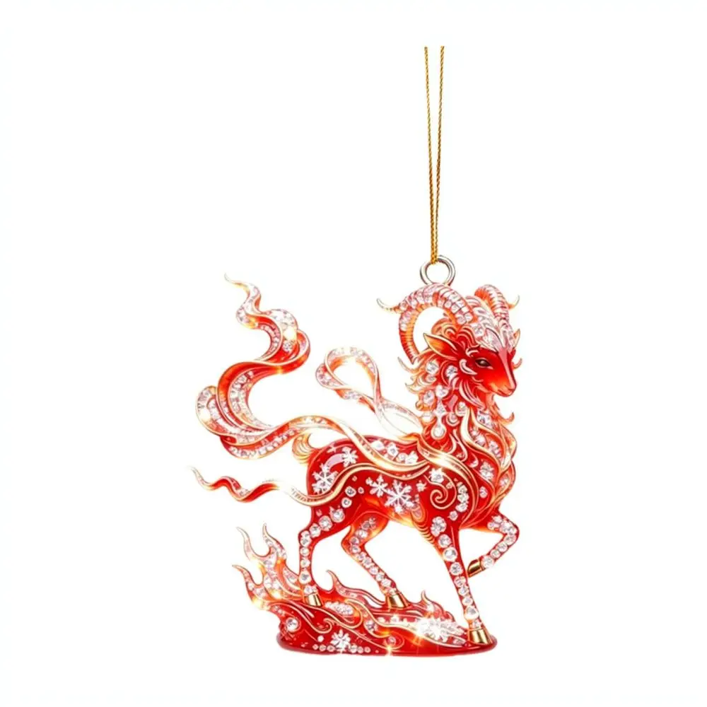 Cute Goat Acrylic Hanging Ornament Car Rearview Mirror Decor Festive Christmas Tree Pendant Party Home Ornament