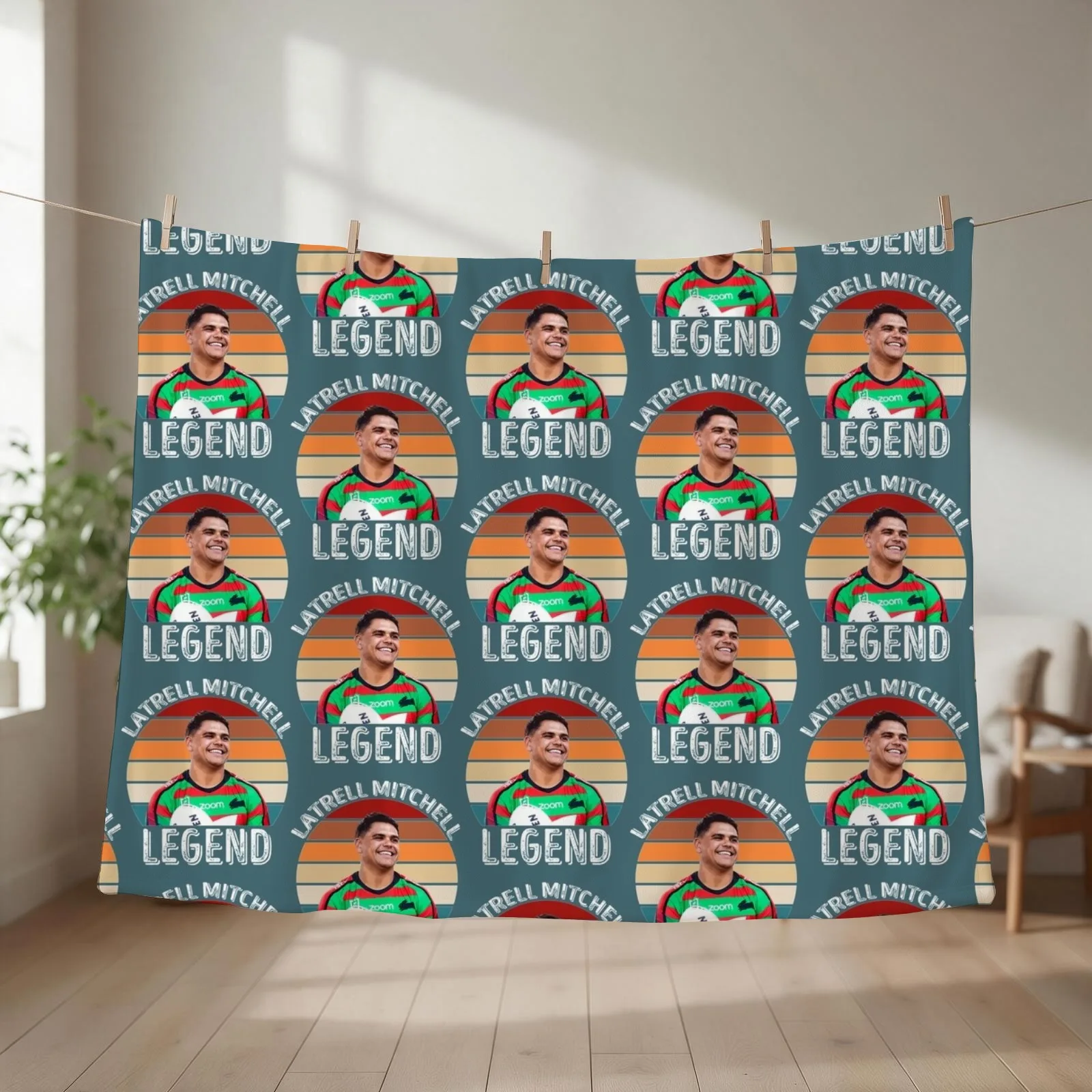 Latrell Mitchell Rabbitohs Throw Blanket wednesday Retros Multi-Purpose Plaid on the sofa Blankets