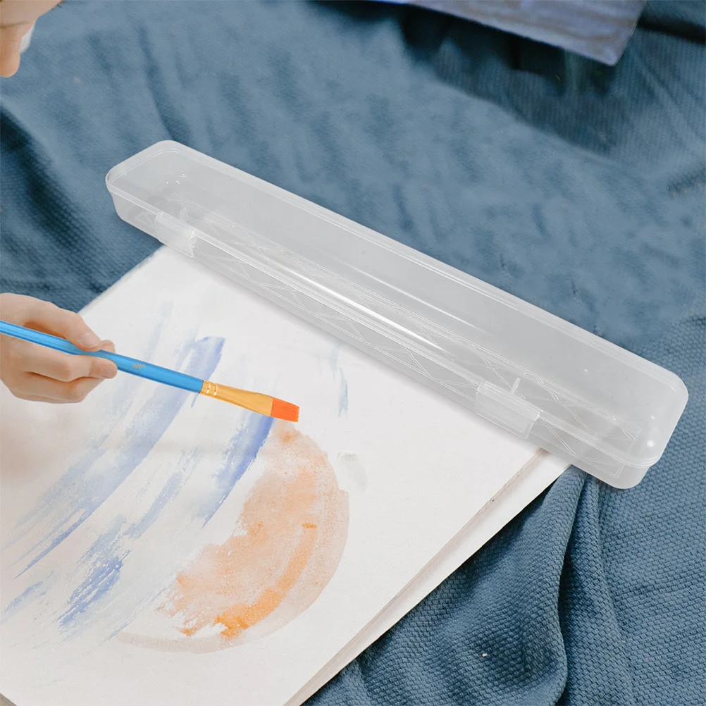 

3Pcs Transparent Brush Storage Box for Watercolor Paint Brushes Art Pencils Drawing Tools Clear Pen Holder Container Compact