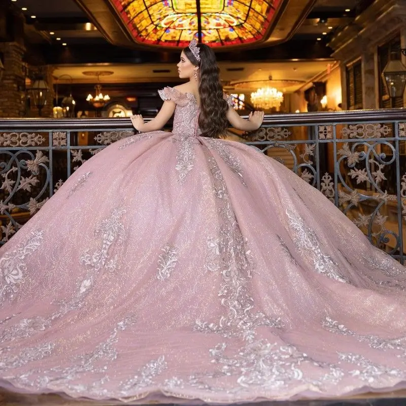 Customized Blush Pink Quinceanera Dress Ball Gown 2023 Floral Lace Appliques Beading Sweet 16 15 Dress Vestidos De Fiesta YQD357