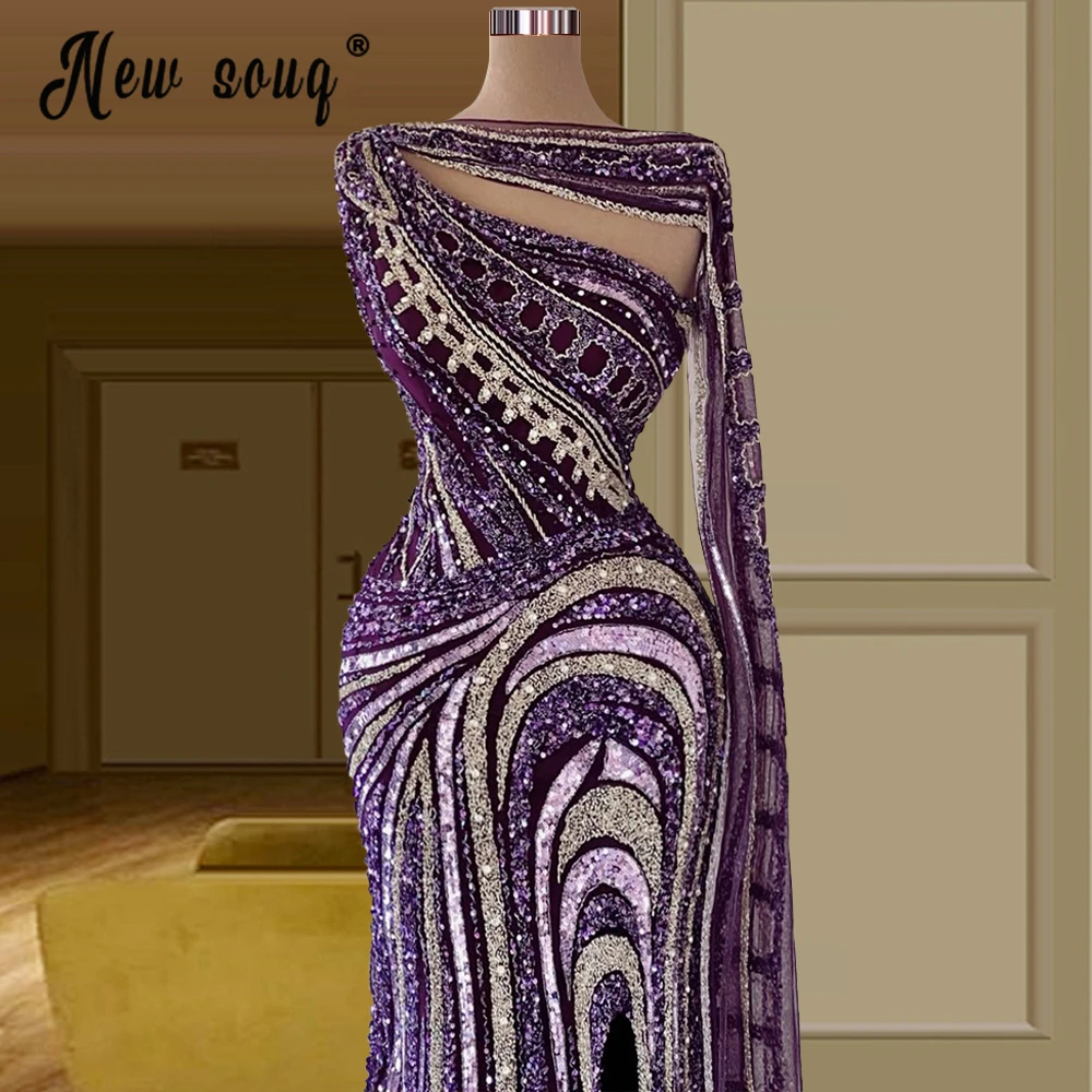 Arabic Heavy Beaded Custom Made Evening Dress with Long Cape Sleeve Luxury Dubai Party Gowns Women Wedding Reception Robes