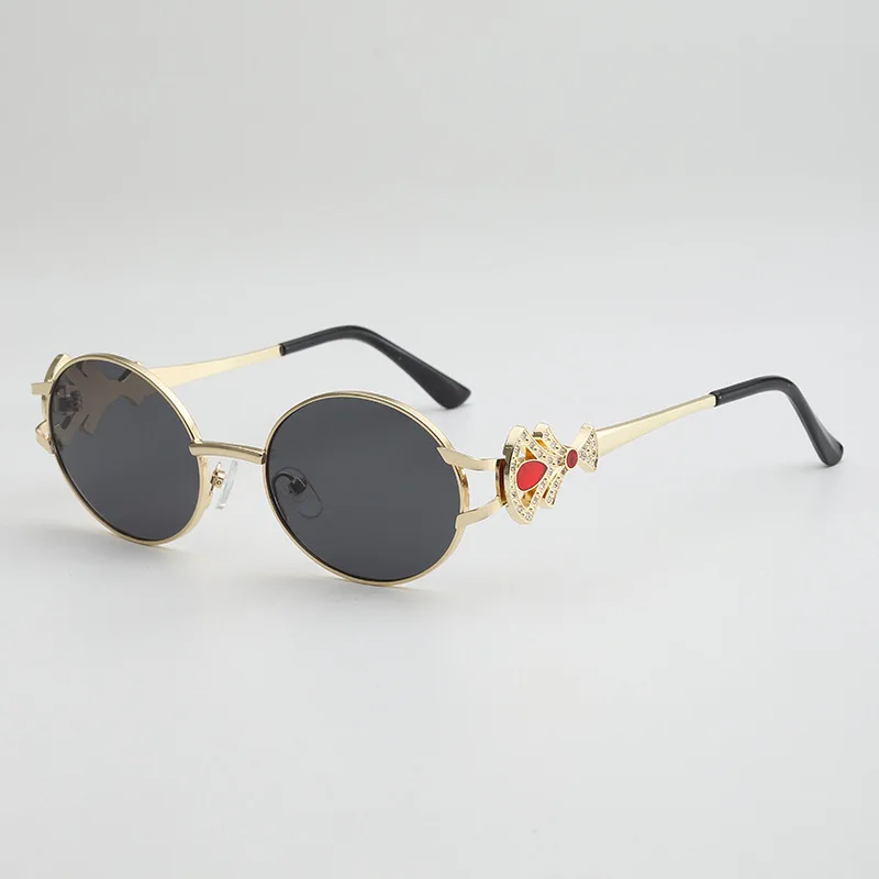 2026 Retro Oval Metal Frame Sunglasses for Women Luxury Crystal Decor UV400 Shades Fashion Elegant Sunglasses for Daily & Party
