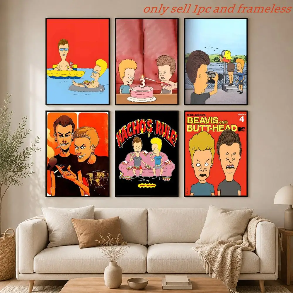 Cartoon B-Beavis and Butt-Head Poster HD Hot Theme Singer/OST/Movie/Anime-Waterproof Self-Stick Home Decor