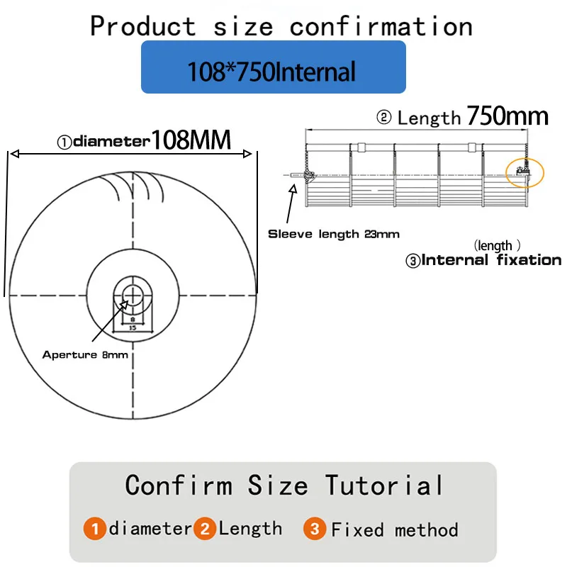 Suspended air conditioning rotor blades Air conditioning machine room rotor through flow fan blades Fan blades108*750