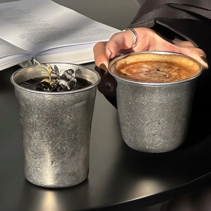 

360ml Vintage Style Retro Mugs Food Grade Stainless Steel Travel Cups Ideal for Latte Art Cold Drinks Coffee Tea Drinkware