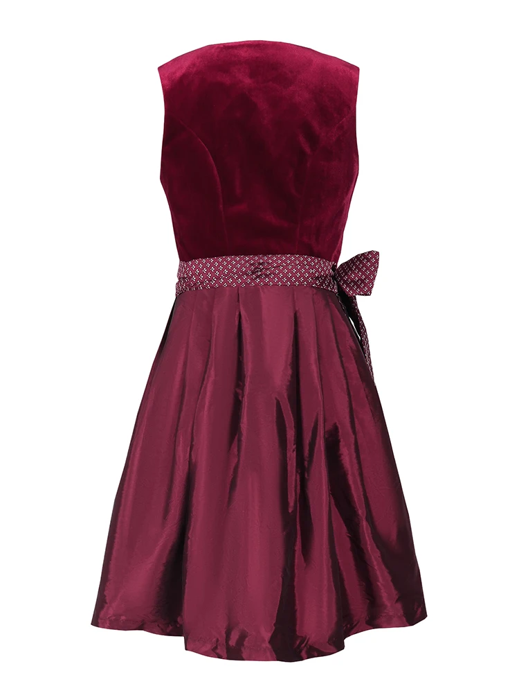 Oktober-Bierfest-Set für Damen: Burgunderrotes deutsches bayerisches Samt-Dirndl-Kleid, perfekt für Karneval, Freizeitkleidung und den Herbst. – Detail 5