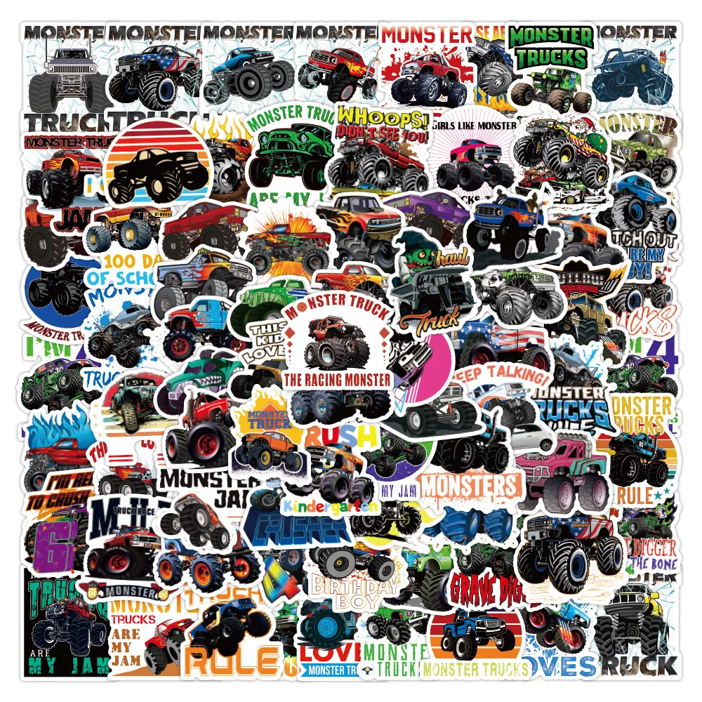 10/30/50/100PCS Cool Off Road Vehicle Stickers Monster Cart Stickers DIY luggage Laptop Guitar Car Bike Skateboard Decals Toy