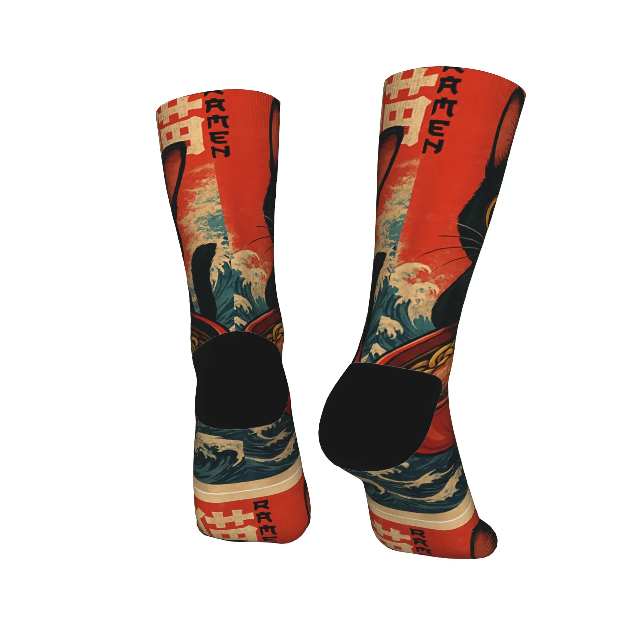 Kawaii أنيمي القط رامين الجوارب اليابانية جوارب مطبوعة المضادة للانزلاق الرجال الجوارب لينة الشتاء مضحك الدراجات الجوارب