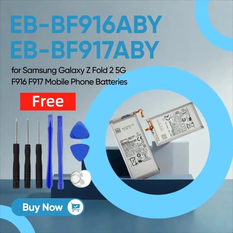 

Новый аккумулятор EB-BF916ABY EB-BF917ABY (2345 мАч + 2155 мАч) для Samsung Galaxy Z Fold 2 5G F916 F917, аккумуляторы для мобильных телефонов