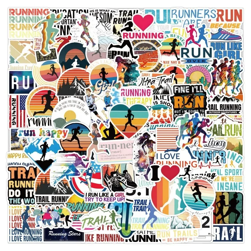 50/105Pcs Track and Field Athletics Stickers Cartoon Running Sports Outdoor and Indoor Scrapbook Sticker DIY Phone Car Kids Toys