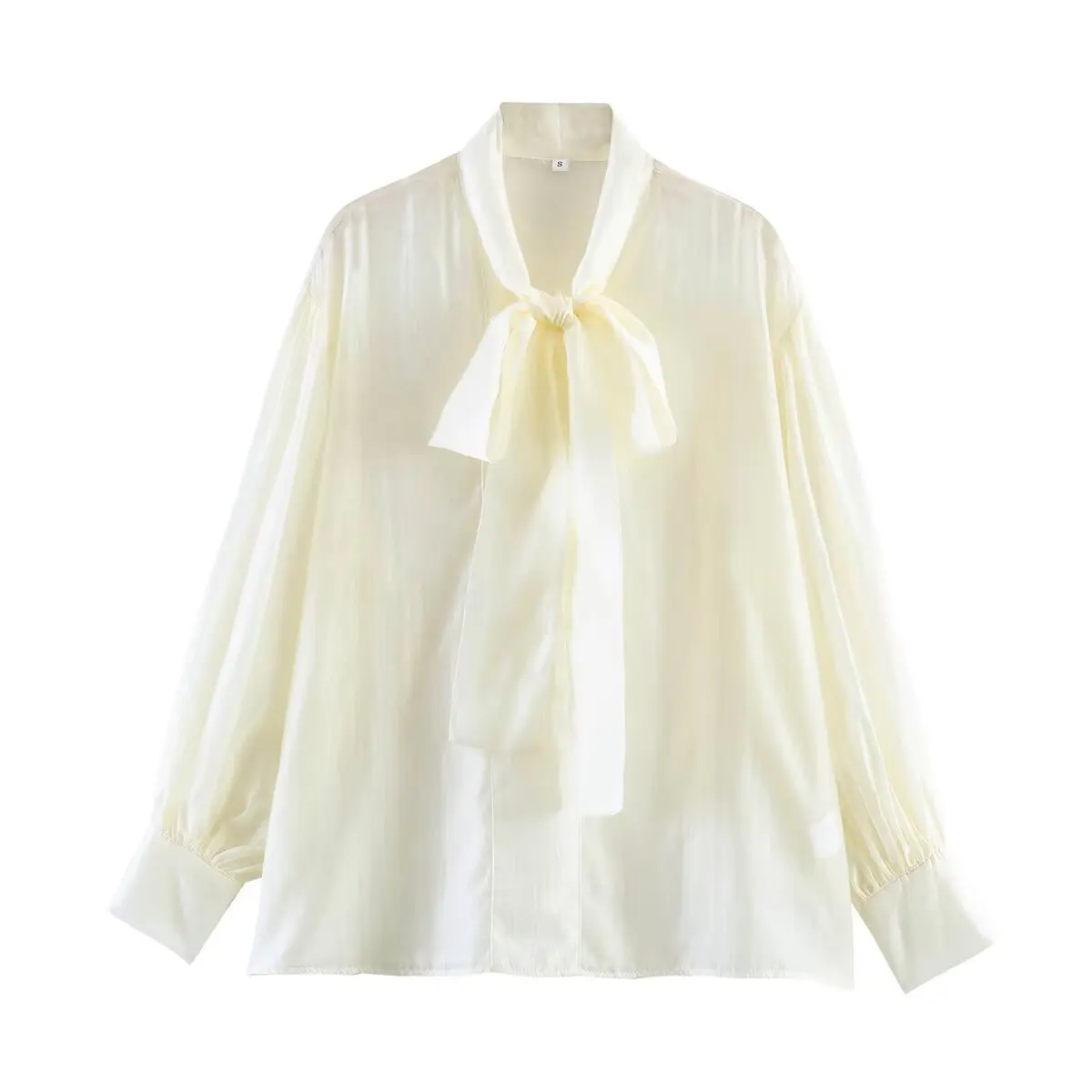 TFMLN Schicke Damen-Bluse mit Schleife, Eleganter Langarm-Pullover mit Schnürkragen, Vintage-Hemden, Einfarbige Damen-Oberteile im High-Street-Stil, Dünnes Top 2026 – Detail 8