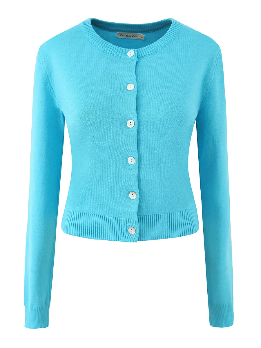 

Retro American Spicy Girl Sle round Ne Long Sve Knitted Open Cardigan Slim Fit ort Length Versatile Streetwear Top