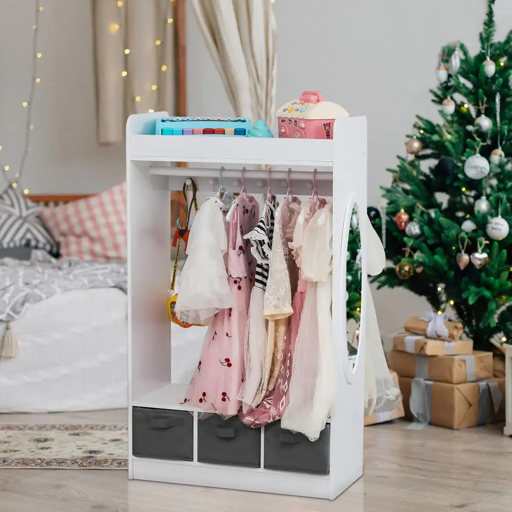 Kids Wardrobes Simple Dressers Cube Drawer Storage Locker Rack Open Hanging Clothes Cabinet Costume Organizer Bedroom Furniture