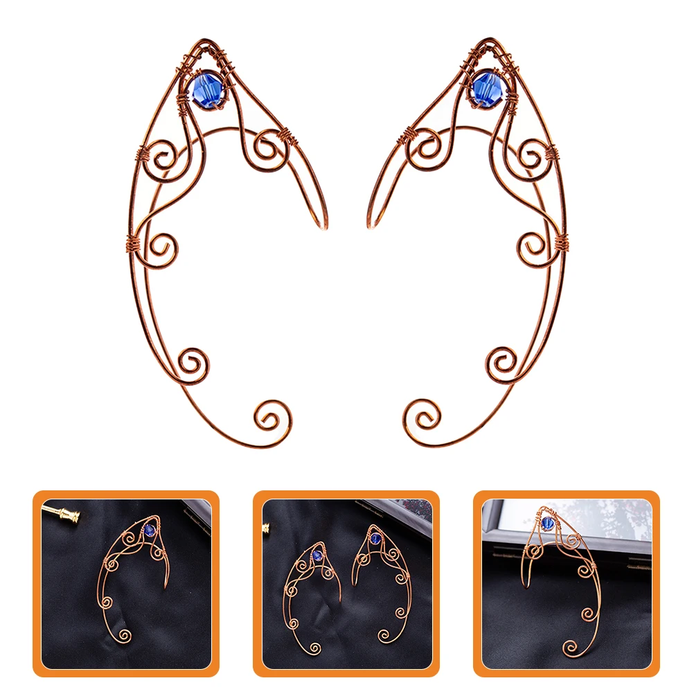 

Ear Retro Earrings Fairy Ears Cuffs European and American Copper Elf Non Piercing