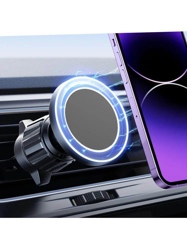

Magsafe Car Phone Holder,Powerful Magnetism Premium Quality Single-Hand Operation Metal Hook Magnetic Car Phone Mount