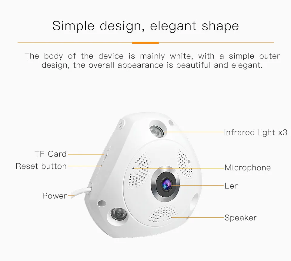 Saikiot V380 Pro 360 Degree Fisheye Panoramic Camera Smart Wireless Home CCTV Security Two Wauy Audio WIFI V380 Panoramic Camera