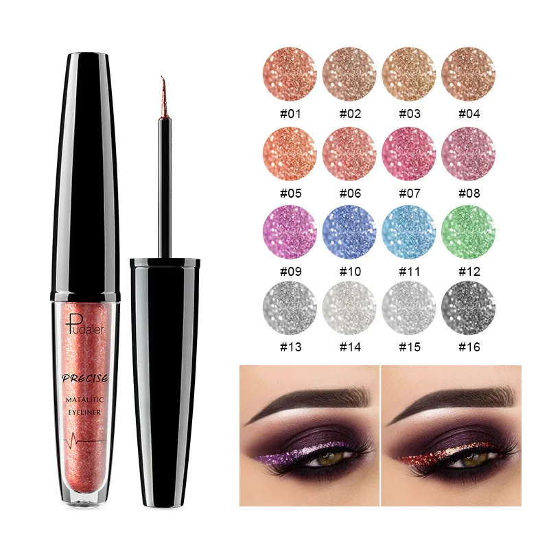 Delineadores de ojos brillantes de diamante, sombra de ojos impermeable, Color plateado, rosa y dorado, lentejuelas brillantes, delineador de ojos, maquillaje, Cosméticos de belleza