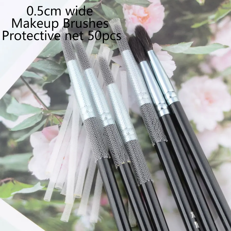 50 個 0.5 センチメートル化粧ブラシ保護ネットカバープラスチック白シースメッシュ化粧ツールペンカバープロテクター弾性