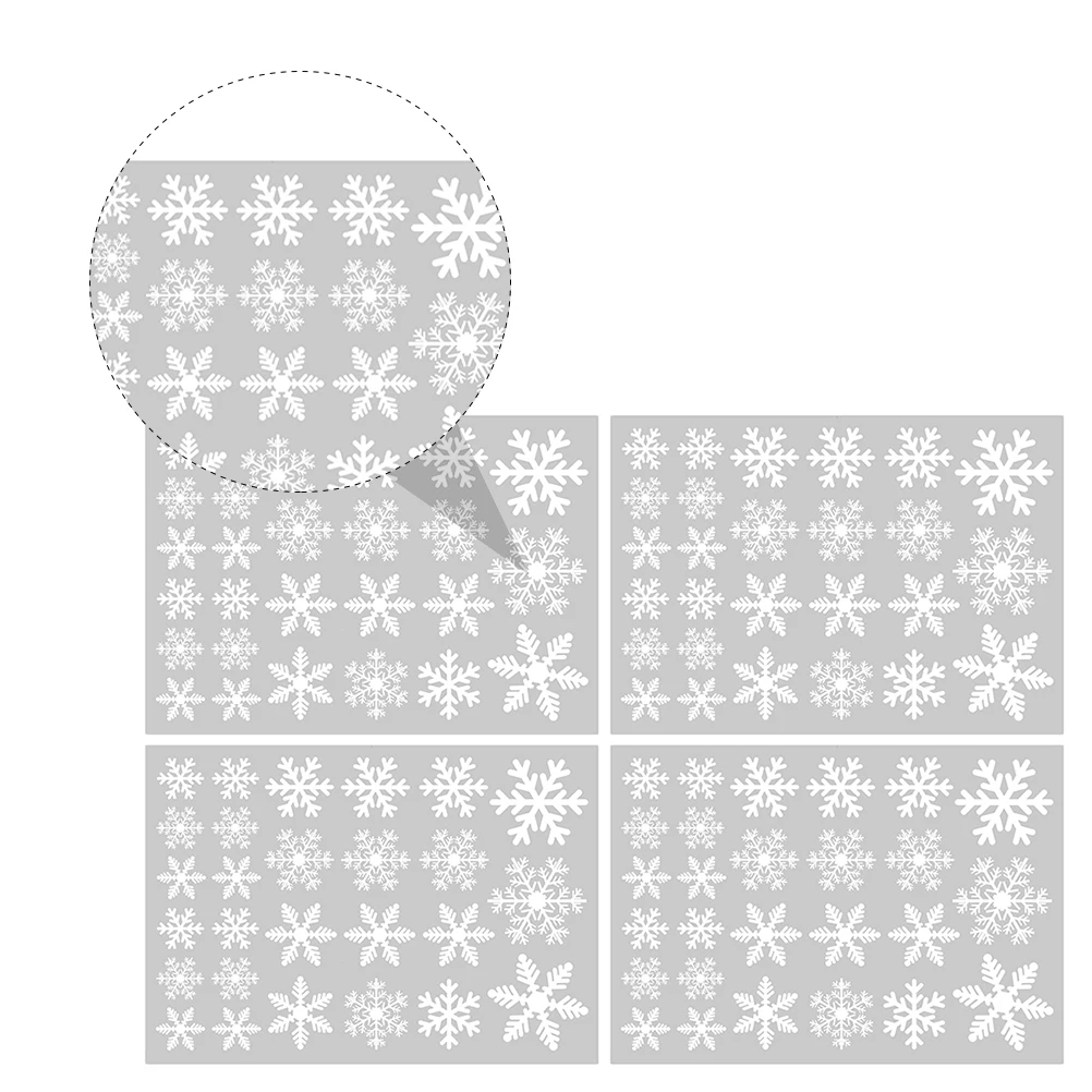 

4 Sheets Decorative Showcase Stickers Christmas Window Snowflake Decals Static Xmas