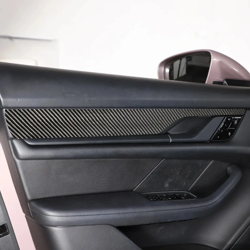 

For Porsche Taycan 2019-2025 Soft Carbon Fibre Car Inner Door Panel Cover Trim Stickers Interior Car Accessories