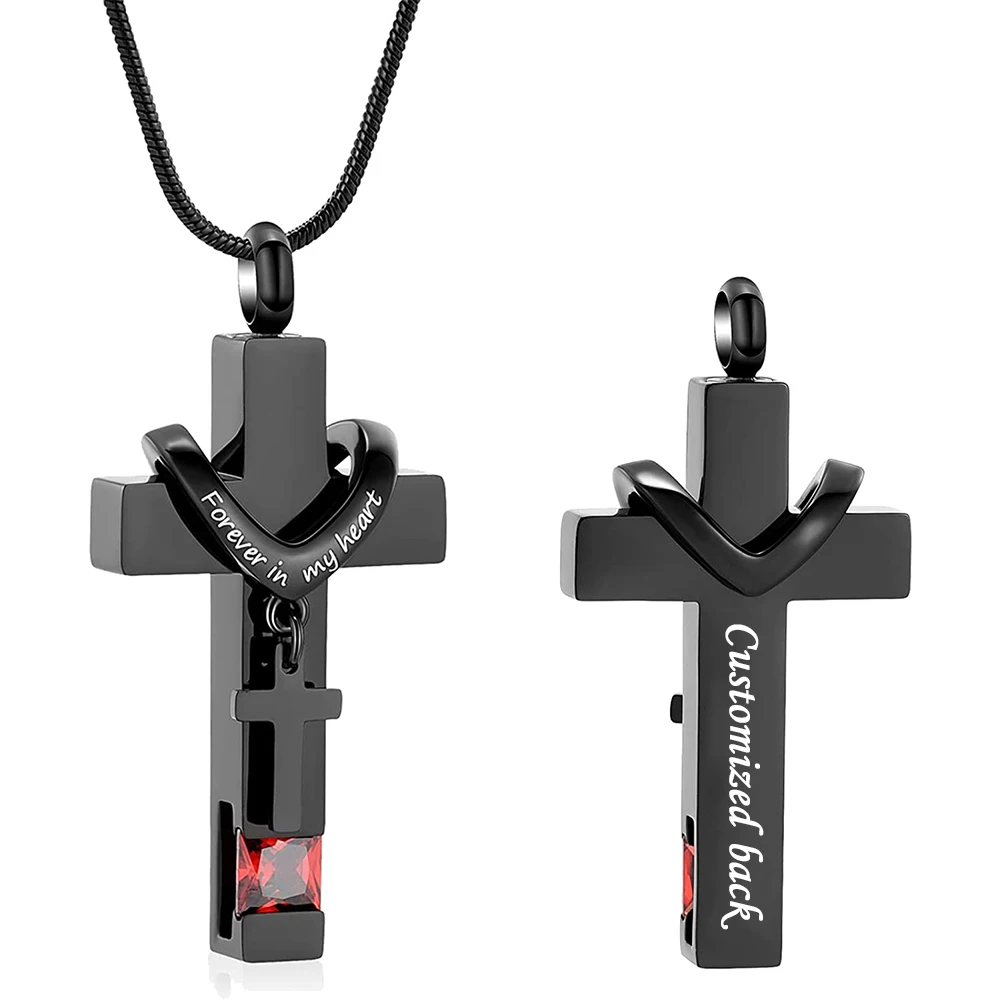 Crystal Cross Cremation Jewelry Memorial Necklace Urn Pendant for Ashes Women/Men High Quality Metal Keepsake Jewelry