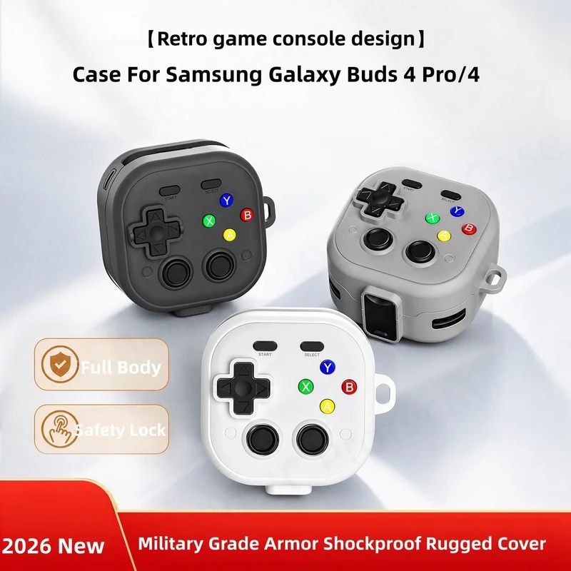 2026 New Buds 4 Pro/Buds 4 3 Case 3D Retro Game Console Cover For Samsung Galaxy Buds 4 /3 Pro With Lock Full Shockproof Cover