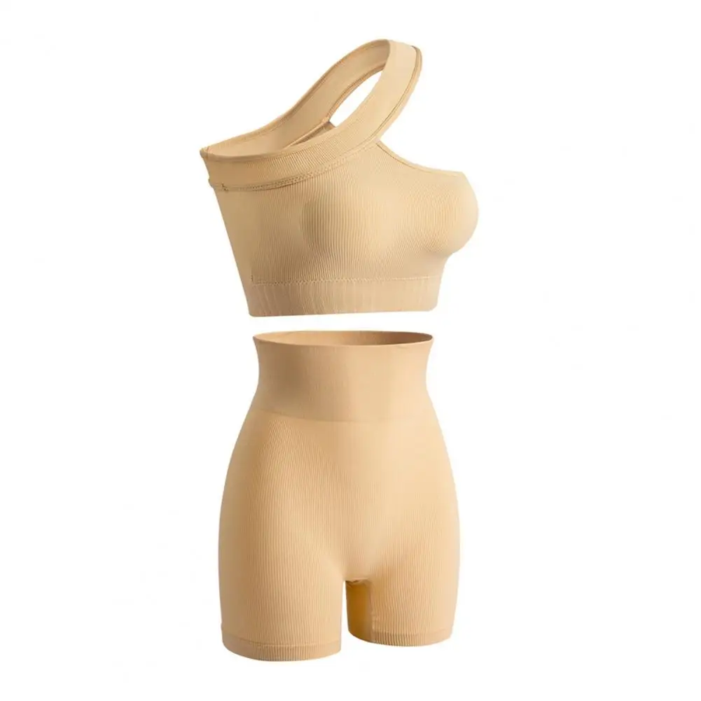 Threaded Yoga Set Off Shoulder Seamless Knitted Sports Fitness Yoga Suit Workout Clothes for Women