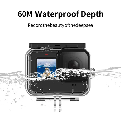 Imagen 2 del producto TELESIN-funda impermeable para GoPro Hero 9, 10, 11, 12, lente de cristal templado subacuático, carcasa de buceo, 60M, color negro
