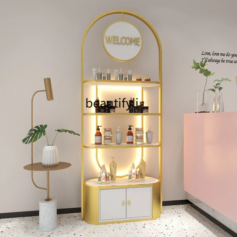 Cosmetics Display Cabinet Beauty Salon Nail Beauty Product Cabinet Shelf Skin Care Products Display Rack Barber Shop Showcase