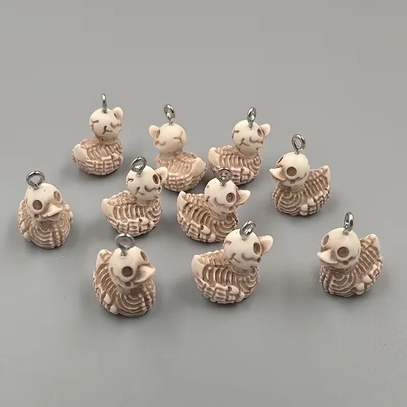 10pcs Halloween Skull Duck Charms, Resin Pendants for DIY Earrings, Keychain and Handmade Craft, Jewelry Making Accessories view 2