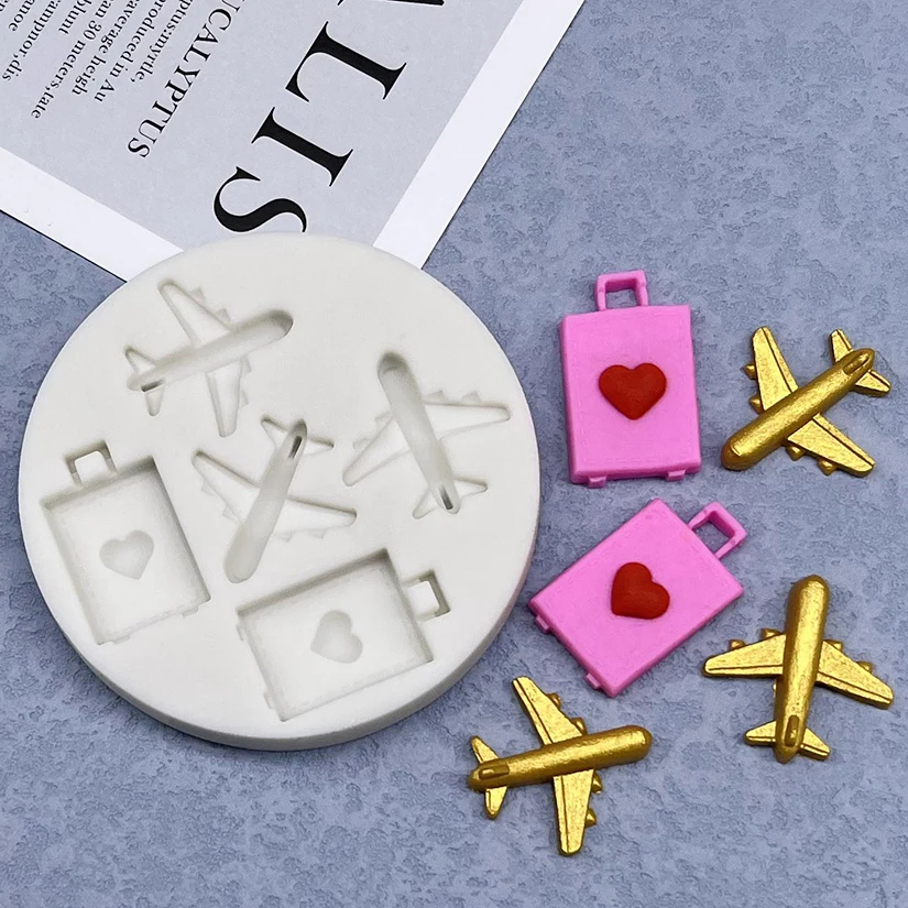 Airplane Suitcase Silicone Mold Sugarcraft Cupcake Baking Mold Fondant Cake Decorating Tools