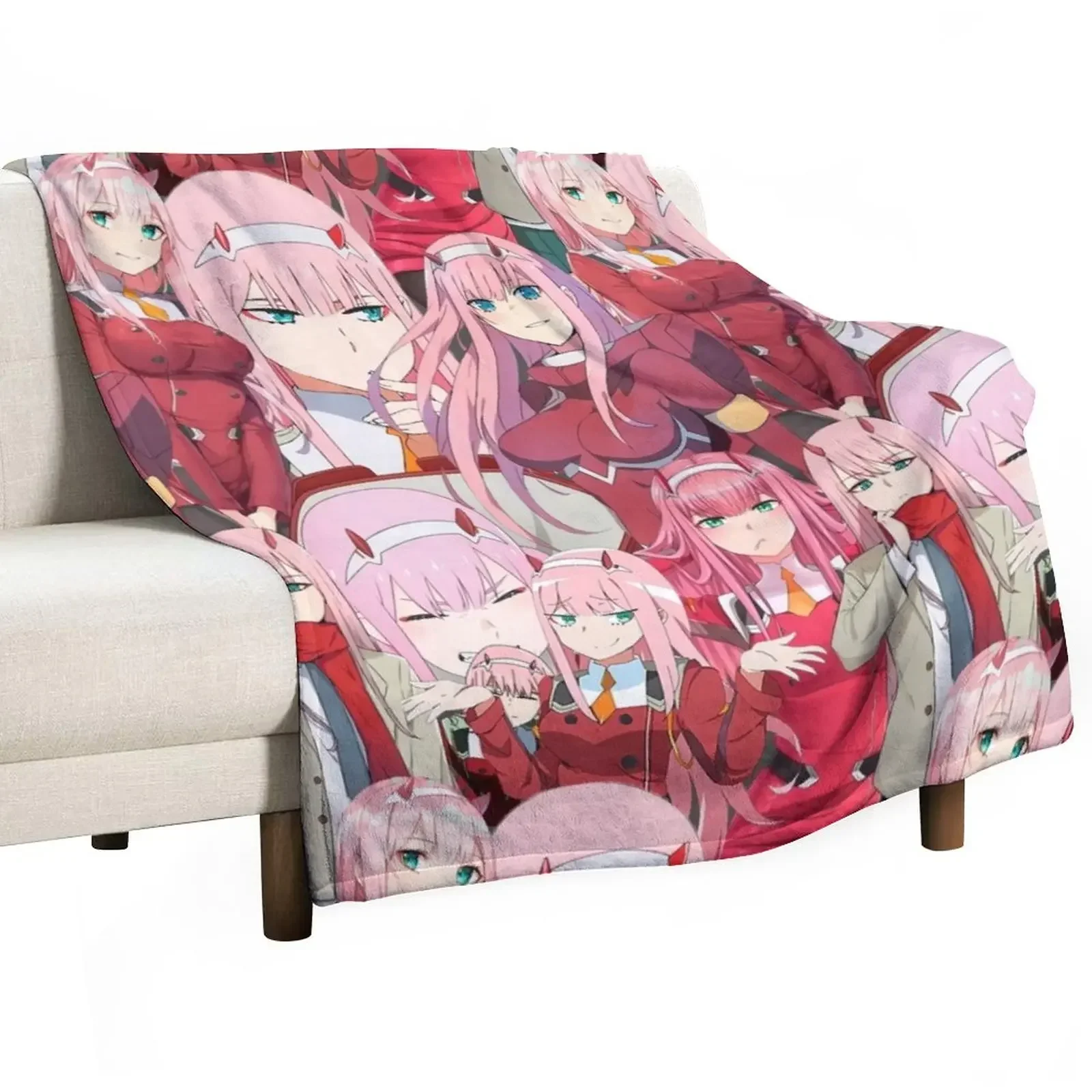 

Zero Two Tribute Pattern Throw Blanket Sofa Throw Cute Summer Beddings Blankets