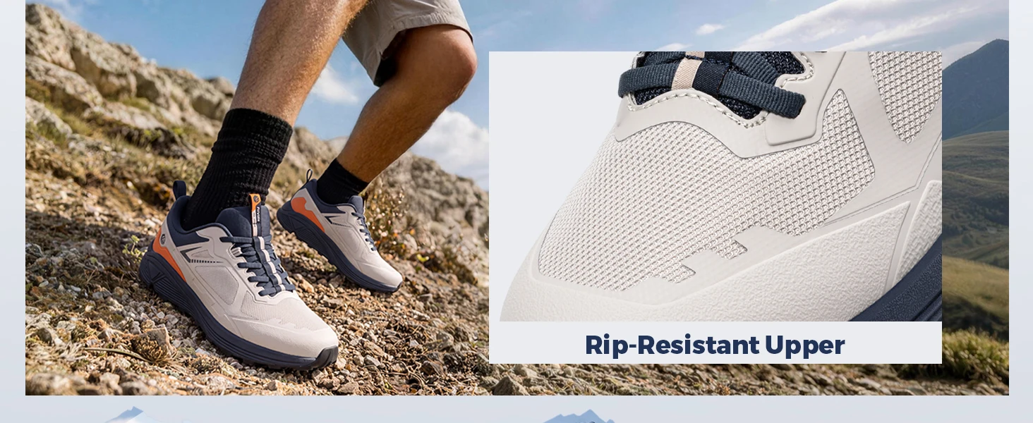 Fitville Herren Trail-Laufschuhe mit breiter Zehenbox, Sportschuhe, atmungsaktiv, mit Dämpfung, Outdoor-Wanderschuhe für Herren, mit Fußgewölbestütze – Detail 9