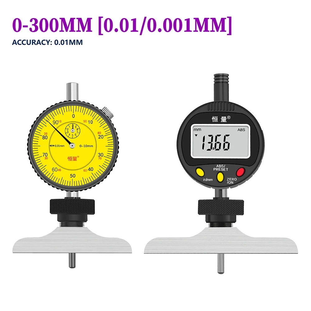 

0.001mm Electronic Dial Gauge Digital Display Depth Gauge 0-30mm Hole Depth Mechanical Pointer Type 0.01mm Dial Indicator